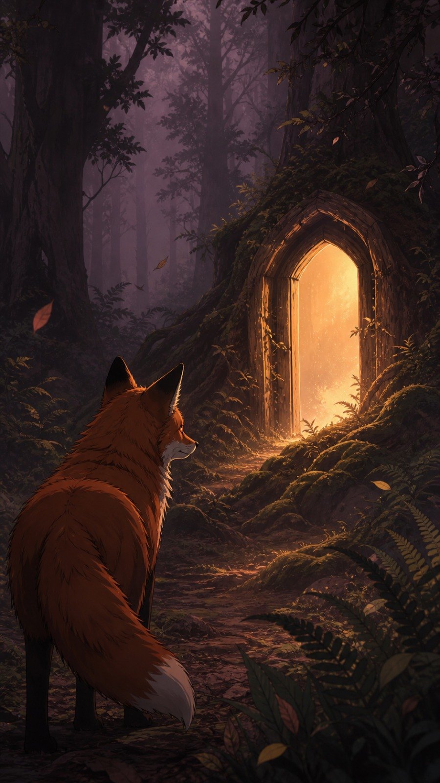 Fox and Door scene in Anime style.