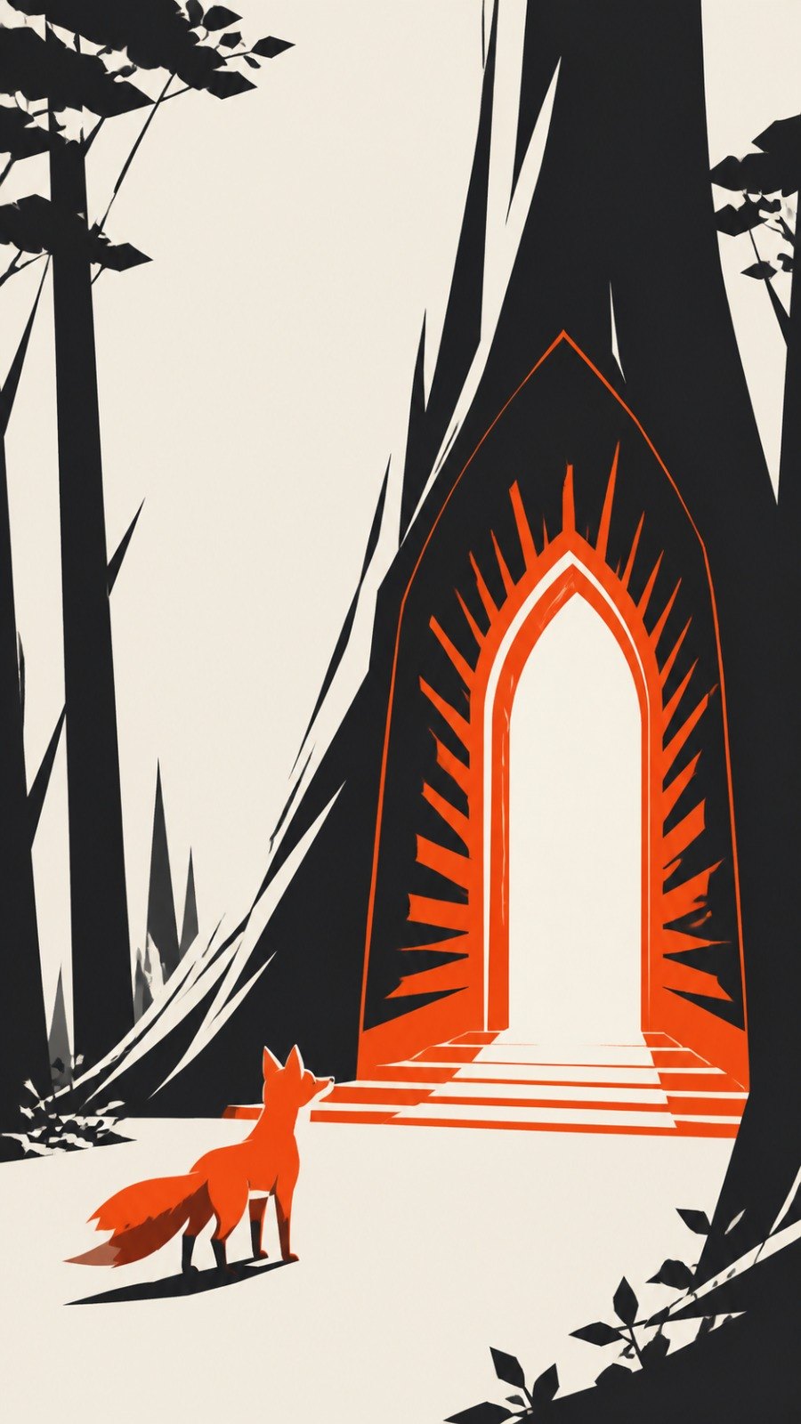 Fox and Door scene in Graphic Bold style.