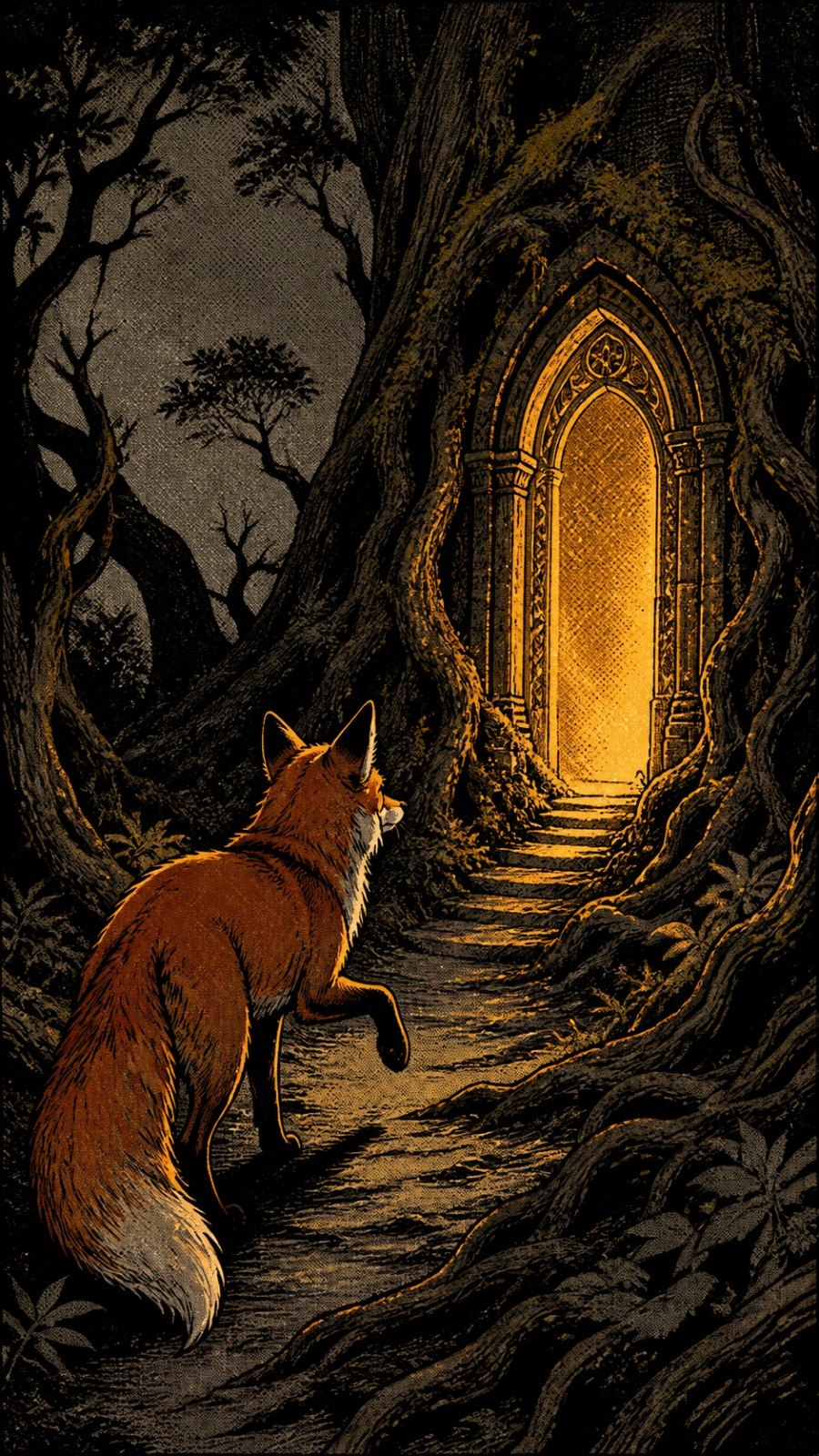 Fox and Door scene in Comic book style.