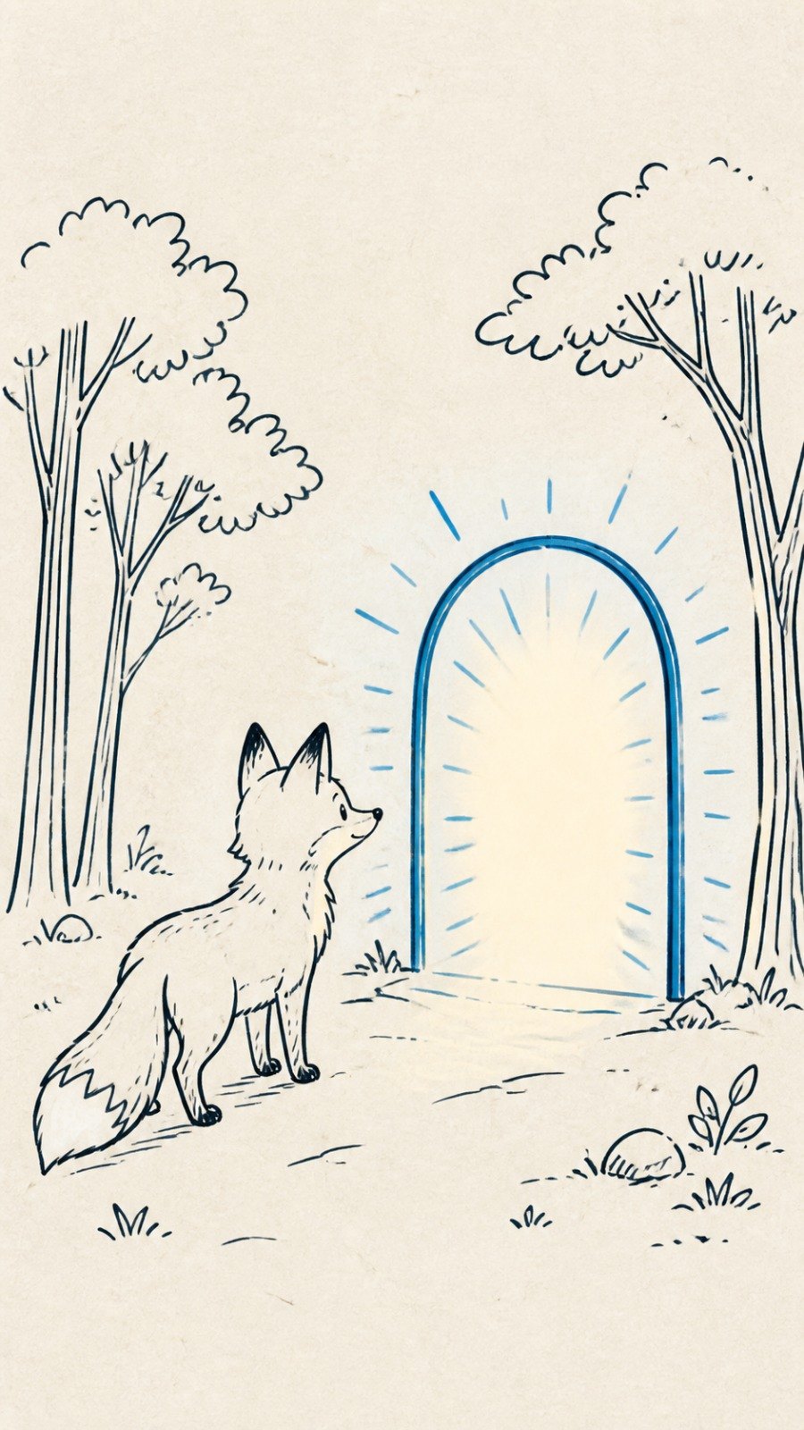 Fox and Door scene in Whiteboard style.
